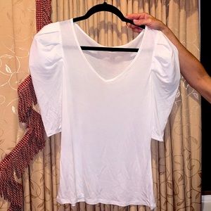 White Puff Sleeved Tee-Shirt. Barely Worn.